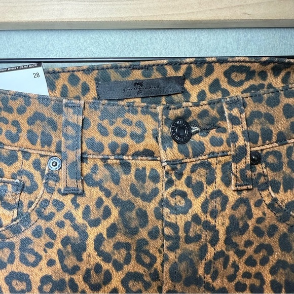 7 For All Mankind Womens High-Waist Slim Kick Flared Jeans Leopard Pants Size 28 - Picture 3 of 12